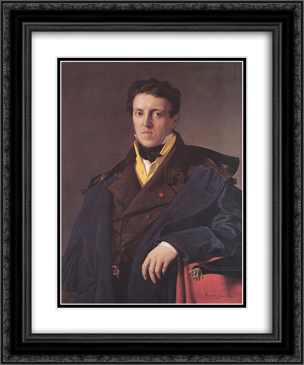 Charles-Marie-Jean-Baptiste Marcotte (Marcotte d'Argenteuil) 20x24 Black Ornate Wood Framed Art Print Poster with Double Matting by Ingres, Jean Auguste Dominique