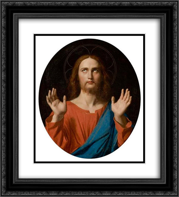 Christ 20x22 Black Ornate Wood Framed Art Print Poster with Double Matting by Ingres, Jean Auguste Dominique