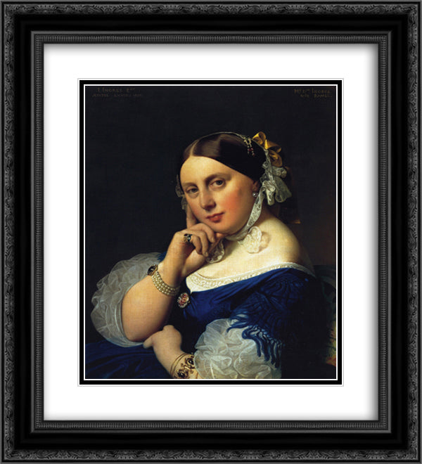 Delphine Ramel, Madame Ingres 20x22 Black Ornate Wood Framed Art Print Poster with Double Matting by Ingres, Jean Auguste Dominique