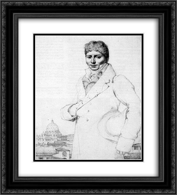 Dr. Jean Louis Robin 20x22 Black Ornate Wood Framed Art Print Poster with Double Matting by Ingres, Jean Auguste Dominique