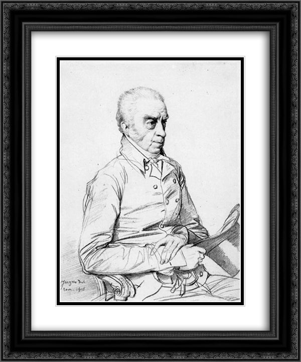 Dr. Thomas Church 20x24 Black Ornate Wood Framed Art Print Poster with Double Matting by Ingres, Jean Auguste Dominique