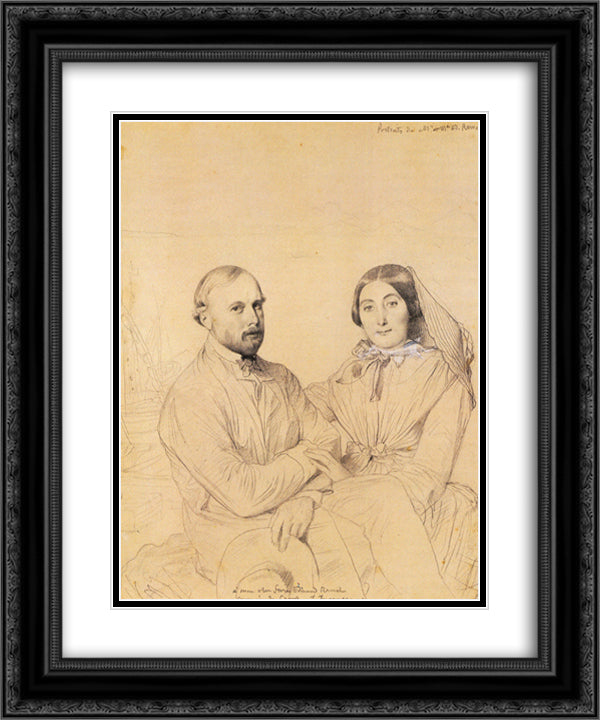 Edmond Ramel and his wife, born Irma Donbernard 20x24 Black Ornate Wood Framed Art Print Poster with Double Matting by Ingres, Jean Auguste Dominique