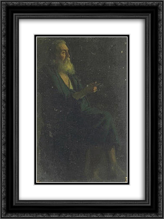 Figure of an apostle, turned right 18x24 Black Ornate Wood Framed Art Print Poster with Double Matting by Ingres, Jean Auguste Dominique