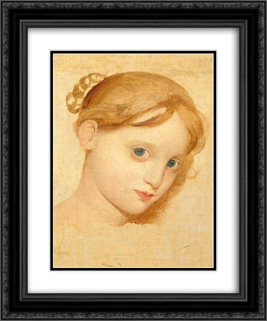 Head of a young blond girl with blue eyes (Laure-Zoega) 20x24 Black Ornate Wood Framed Art Print Poster with Double Matting by Ingres, Jean Auguste Dominique