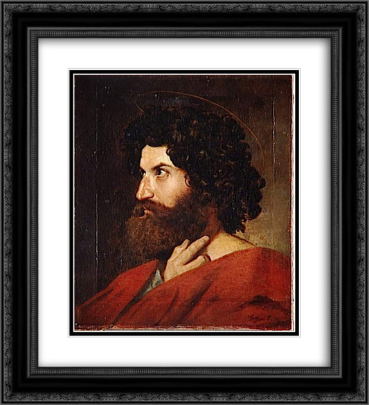 Head of St. Matthew 20x22 Black Ornate Wood Framed Art Print Poster with Double Matting by Ingres, Jean Auguste Dominique