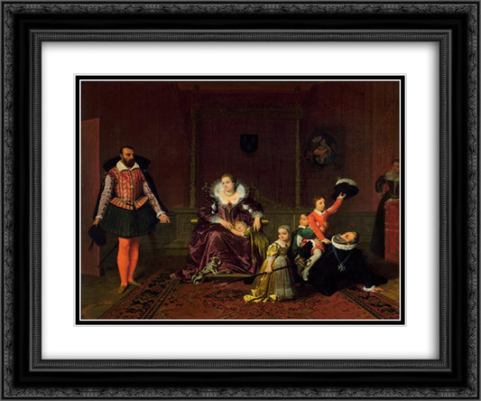 Henry IV Recieving The Ambassador of Spain 24x20 Black Ornate Wood Framed Art Print Poster with Double Matting by Ingres, Jean Auguste Dominique