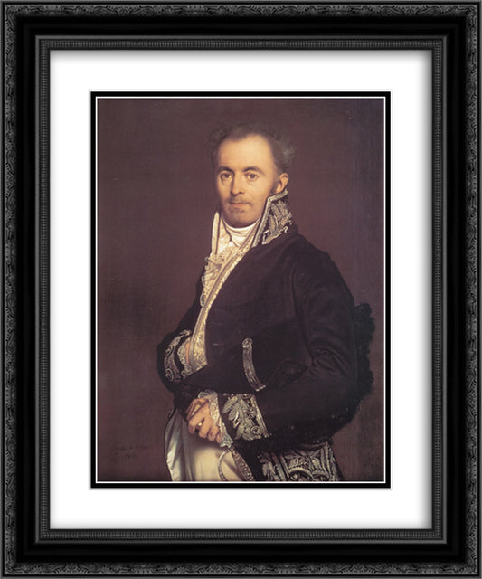 Hippolyte-Francois Devillers 20x24 Black Ornate Wood Framed Art Print Poster with Double Matting by Ingres, Jean Auguste Dominique