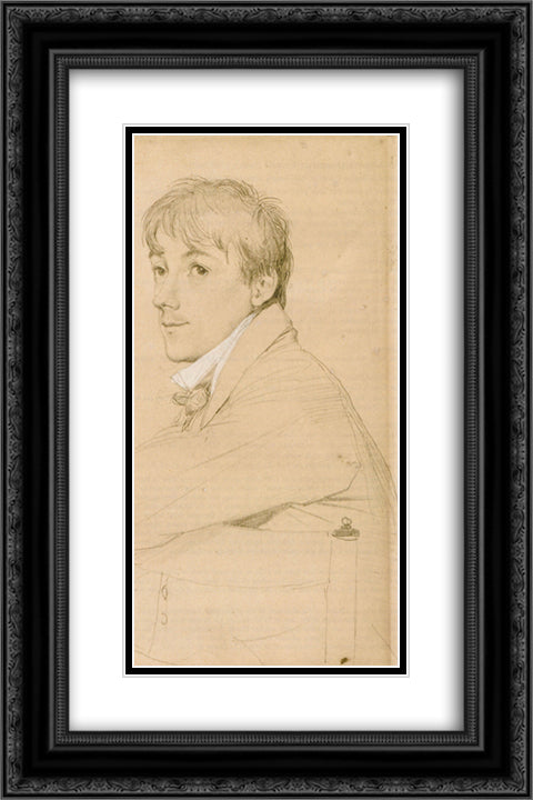 Jean-Louis Provost, seated and resting his left arm on the back of a chair 16x24 Black Ornate Wood Framed Art Print Poster with Double Matting by Ingres, Jean Auguste Dominique