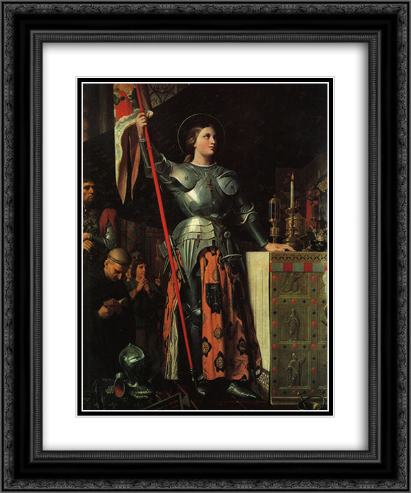 Joan of Arc on Corronation of Charles VII in the Cathedral of Reims 20x24 Black Ornate Wood Framed Art Print Poster with Double Matting by Ingres, Jean Auguste Dominique