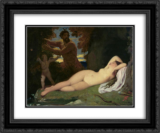 Jupiter and Antiope 24x20 Black Ornate Wood Framed Art Print Poster with Double Matting by Ingres, Jean Auguste Dominique