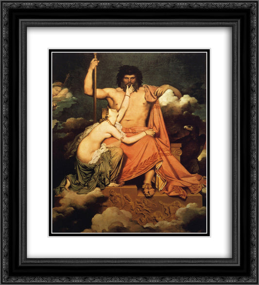 Jupiter and Thetis 20x22 Black Ornate Wood Framed Art Print Poster with Double Matting by Ingres, Jean Auguste Dominique