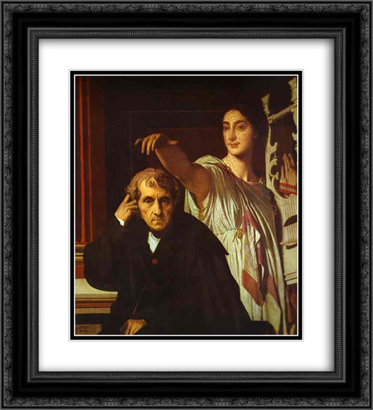 Luigi Cherubini and the Muse of Lyric Poetry 20x22 Black Ornate Wood Framed Art Print Poster with Double Matting by Ingres, Jean Auguste Dominique