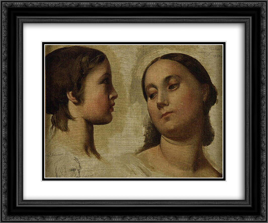 Madame and her son Laureal 24x20 Black Ornate Wood Framed Art Print Poster with Double Matting by Ingres, Jean Auguste Dominique