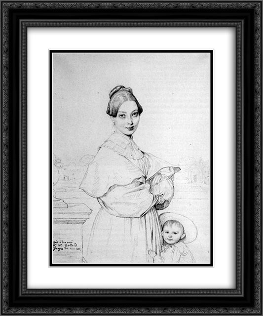 Madame Baltard and her daughter, Paule 20x24 Black Ornate Wood Framed Art Print Poster with Double Matting by Ingres, Jean Auguste Dominique