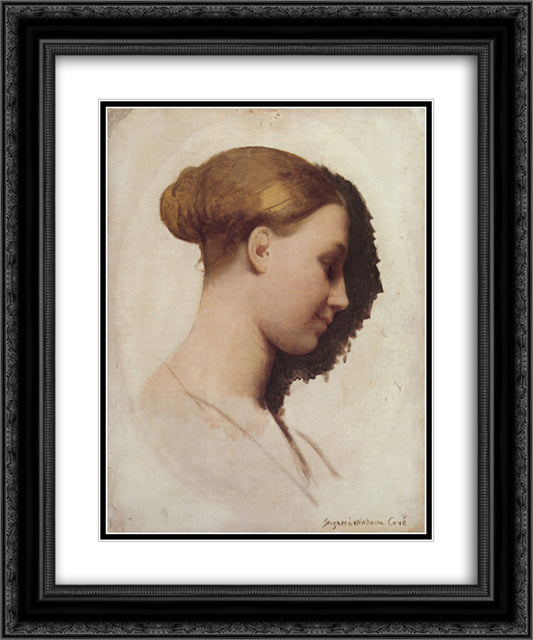 Madame Clement Boulanger, nee Marie-elizabeth Blavot, later Madame Edmond Cave 20x24 Black Ornate Wood Framed Art Print Poster with Double Matting by Ingres, Jean Auguste Dominique