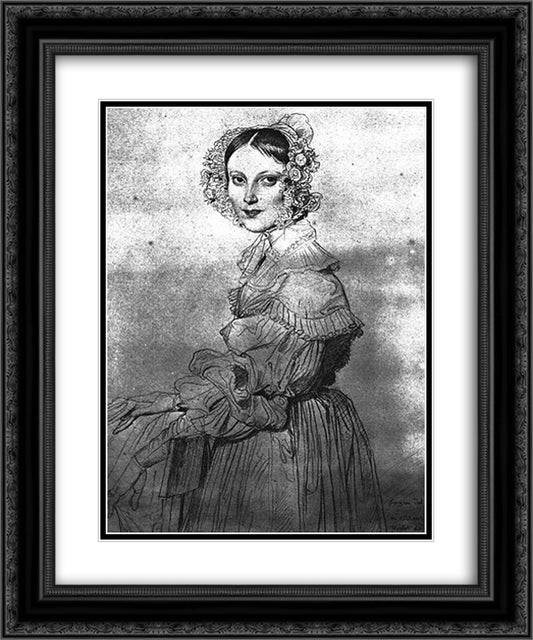 Madame Eugene Viollet le Duc 20x24 Black Ornate Wood Framed Art Print Poster with Double Matting by Ingres, Jean Auguste Dominique