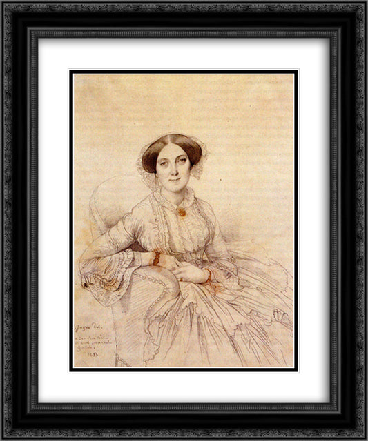 Madame Felix Gallois, born Nathalie Rose Joachime Bochet 20x24 Black Ornate Wood Framed Art Print Poster with Double Matting by Ingres, Jean Auguste Dominique