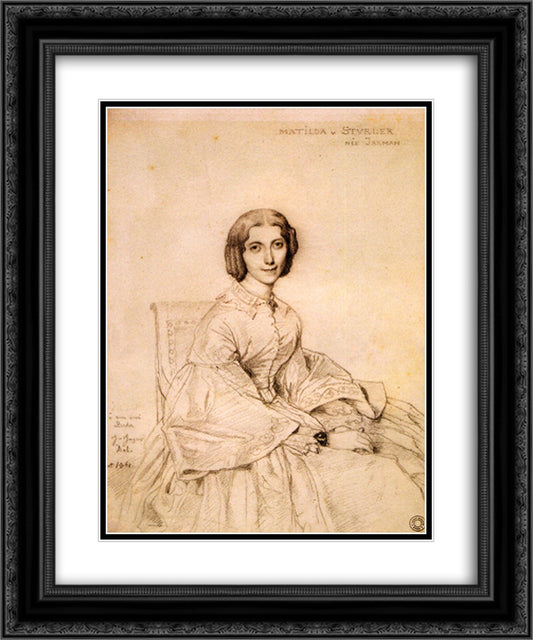 Madame Franz Adolf von Stuerler, born Matilda Jarman 20x24 Black Ornate Wood Framed Art Print Poster with Double Matting by Ingres, Jean Auguste Dominique