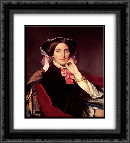 Madame Gonse 20x22 Black Ornate Wood Framed Art Print Poster with Double Matting by Ingres, Jean Auguste Dominique