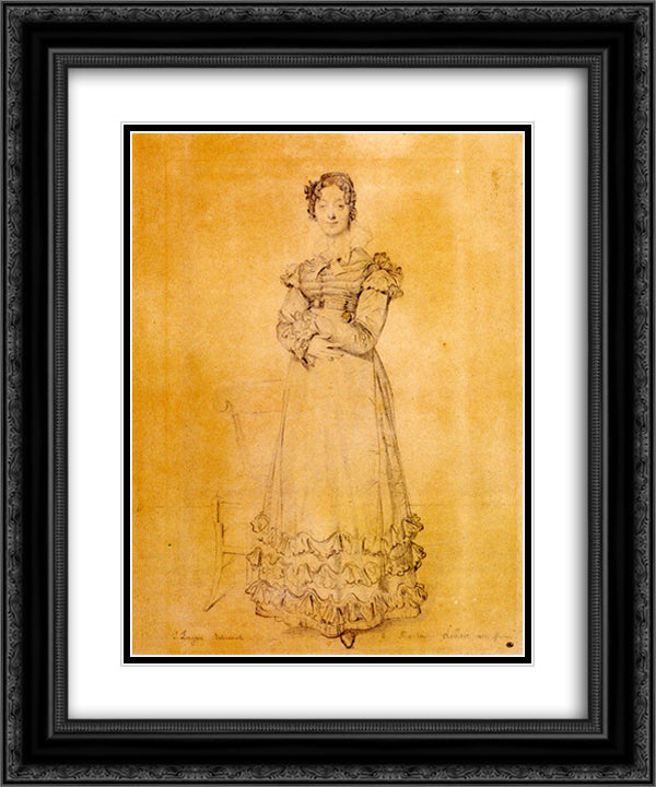 Madame Jacquelles Louis Leblanc, born Francoise Poncelle 20x24 Black Ornate Wood Framed Art Print Poster with Double Matting by Ingres, Jean Auguste Dominique