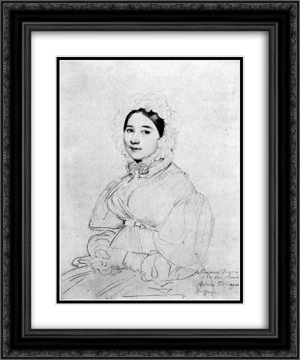 Madame Jean Auguste Dominique Ingres, born Madeleine Chapelle III 20x24 Black Ornate Wood Framed Art Print Poster with Double Matting by Ingres, Jean Auguste Dominique