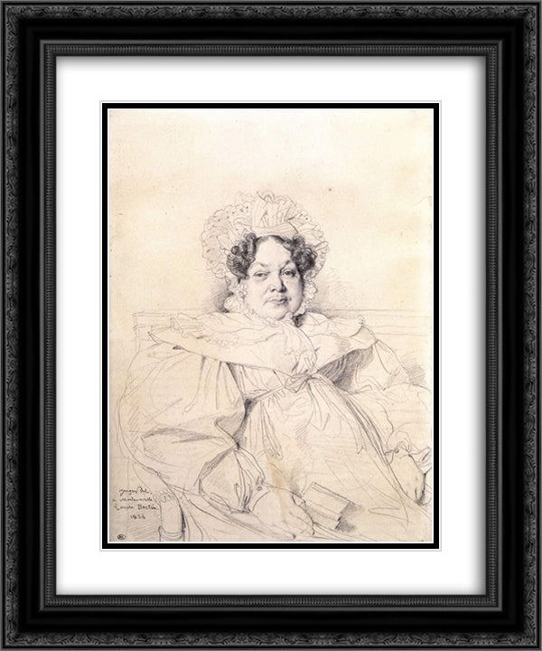 Madame Louis-Francois Bertin 20x24 Black Ornate Wood Framed Art Print Poster with Double Matting by Ingres, Jean Auguste Dominique