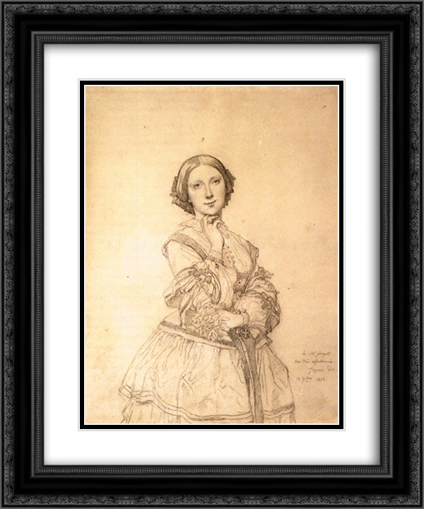 Mademoiselle Cecile Panckoucke 20x24 Black Ornate Wood Framed Art Print Poster with Double Matting by Ingres, Jean Auguste Dominique