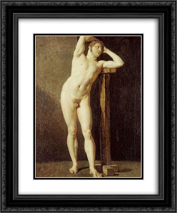 Male nude 20x24 Black Ornate Wood Framed Art Print Poster with Double Matting by Ingres, Jean Auguste Dominique