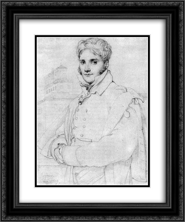 Merry Joseph Blondel 20x24 Black Ornate Wood Framed Art Print Poster with Double Matting by Ingres, Jean Auguste Dominique