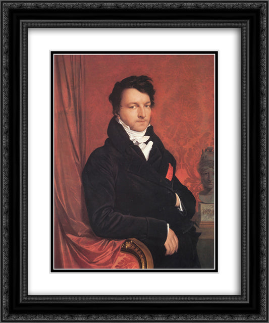 Monsieur de Norvins 20x24 Black Ornate Wood Framed Art Print Poster with Double Matting by Ingres, Jean Auguste Dominique
