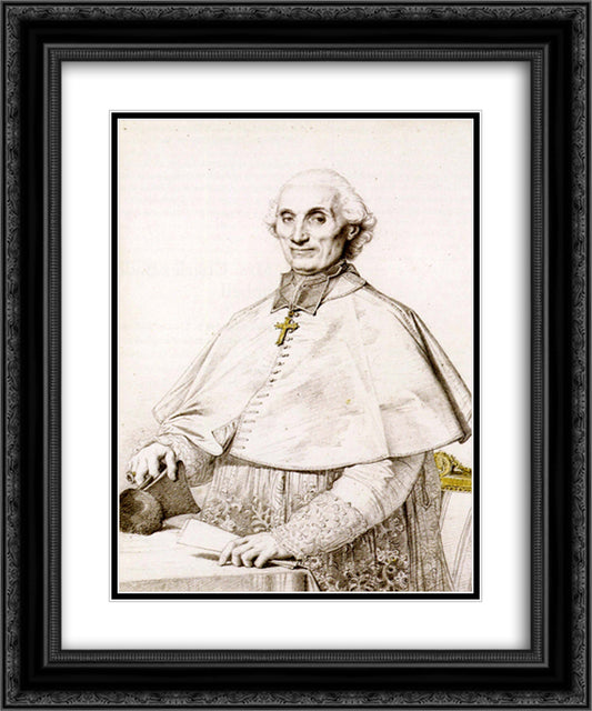 Monsignor Gabriel Cortois de Pressigny 20x24 Black Ornate Wood Framed Art Print Poster with Double Matting by Ingres, Jean Auguste Dominique