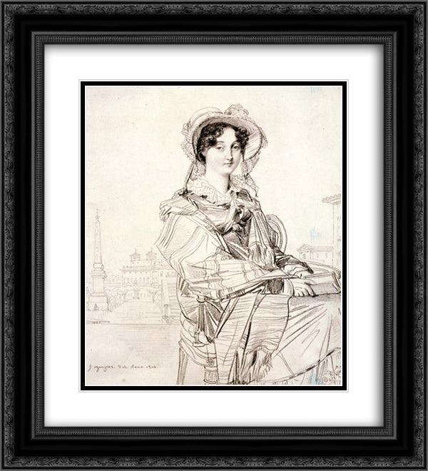 Mrs Charles Badham 20x22 Black Ornate Wood Framed Art Print Poster with Double Matting by Ingres, Jean Auguste Dominique