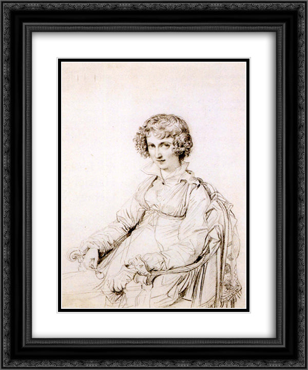 Mrs Charles Thomas Thruston, born Frances Edwards 20x24 Black Ornate Wood Framed Art Print Poster with Double Matting by Ingres, Jean Auguste Dominique