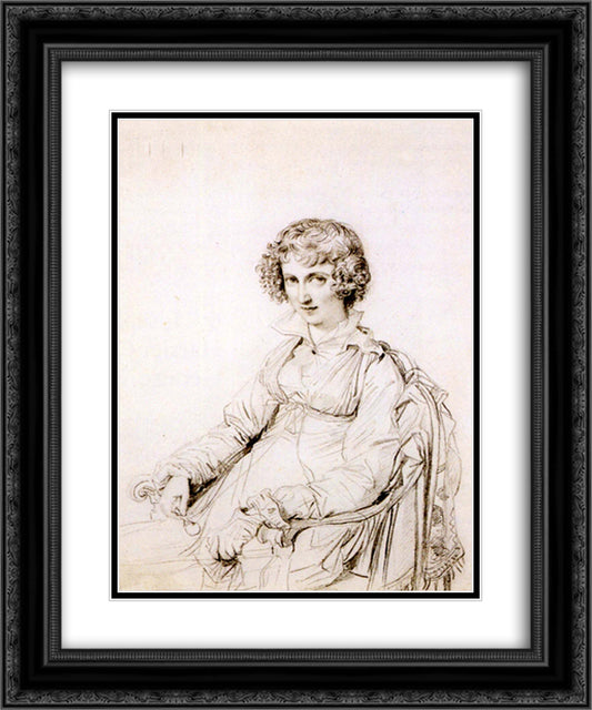 Mrs Charles Thomas Thruston, born Frances Edwards 20x24 Black Ornate Wood Framed Art Print Poster with Double Matting by Ingres, Jean Auguste Dominique