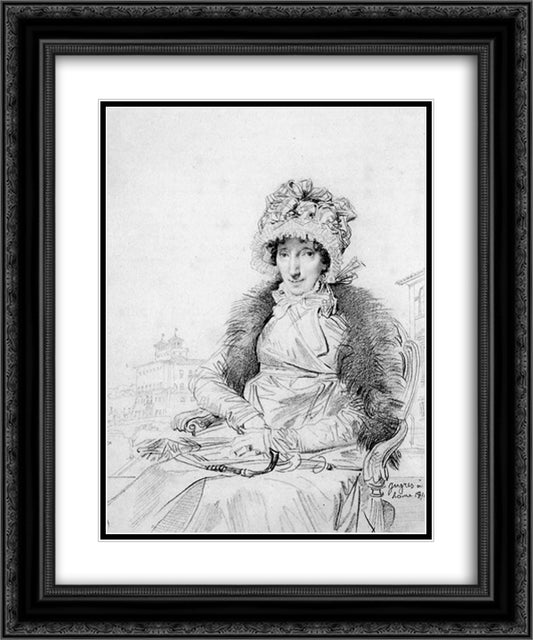 Mrs John Mackie, born Dorothea Sophia de Champs 20x24 Black Ornate Wood Framed Art Print Poster with Double Matting by Ingres, Jean Auguste Dominique