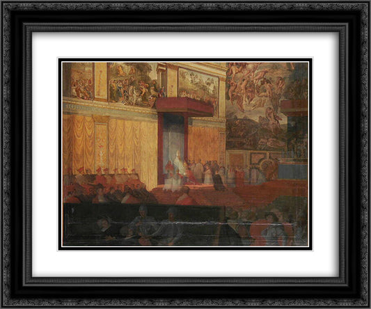 Nomination of a prefect of Rome in the Sistine Chapel 24x20 Black Ornate Wood Framed Art Print Poster with Double Matting by Ingres, Jean Auguste Dominique