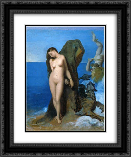 Perseus and Andromeda 20x24 Black Ornate Wood Framed Art Print Poster with Double Matting by Ingres, Jean Auguste Dominique