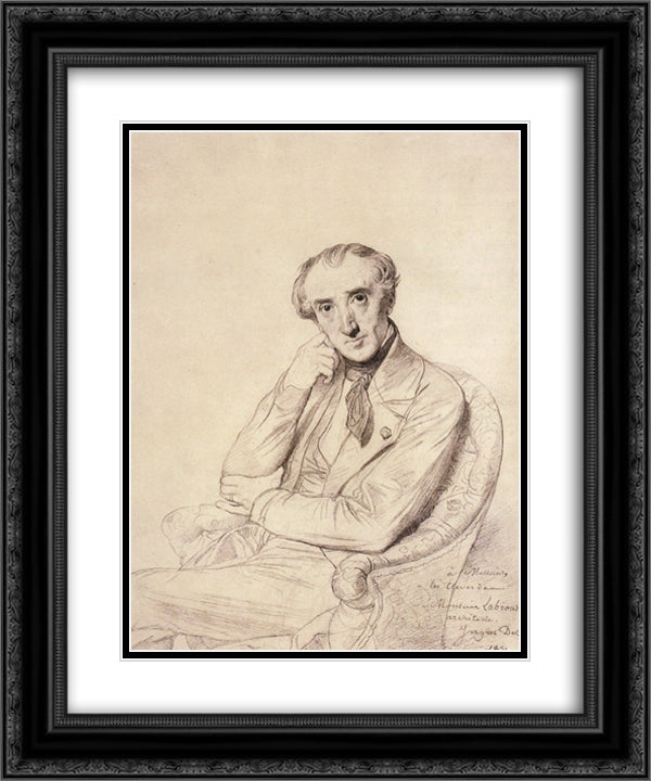 Pierre Francois Henri Labrouste 20x24 Black Ornate Wood Framed Art Print Poster with Double Matting by Ingres, Jean Auguste Dominique