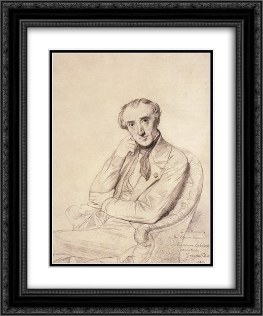 Pierre Francois Henri Labrouste 20x24 Black Ornate Wood Framed Art Print Poster with Double Matting by Ingres, Jean Auguste Dominique