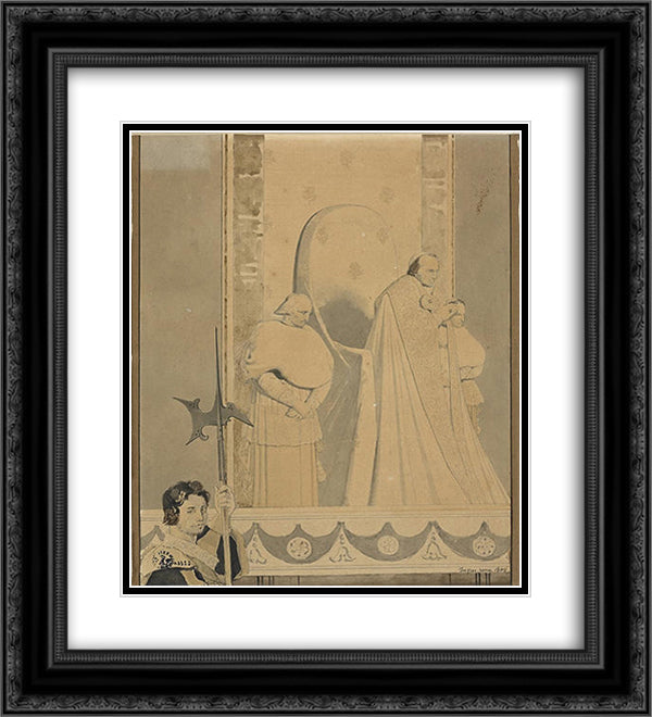 Pope Pius VII officiating at St. Peter 20x22 Black Ornate Wood Framed Art Print Poster with Double Matting by Ingres, Jean Auguste Dominique