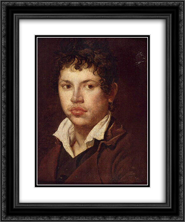 Portrait of a young man 20x24 Black Ornate Wood Framed Art Print Poster with Double Matting by Ingres, Jean Auguste Dominique