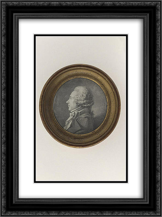 Portrait of an unknown, since the bust, left profile 18x24 Black Ornate Wood Framed Art Print Poster with Double Matting by Ingres, Jean Auguste Dominique