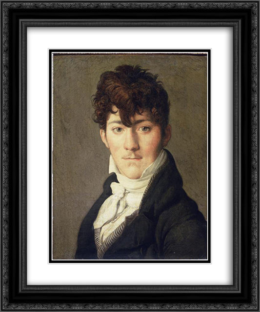 Portrait of Auguste Francois Talma, Ensign, nephew of the tragedian Talma 20x24 Black Ornate Wood Framed Art Print Poster with Double Matting by Ingres, Jean Auguste Dominique