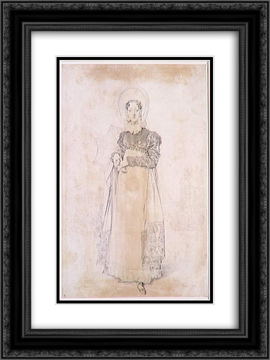 Portrait of Baroness Papenheim 18x24 Black Ornate Wood Framed Art Print Poster with Double Matting by Ingres, Jean Auguste Dominique
