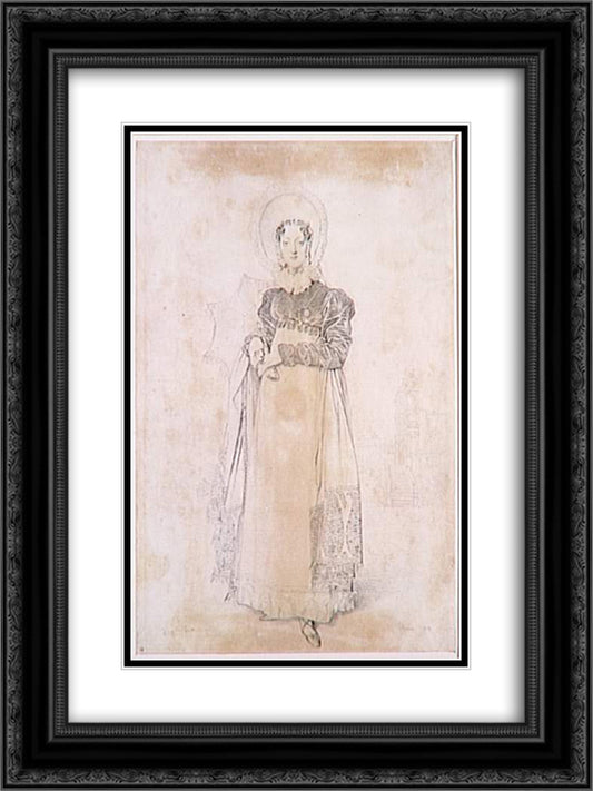 Portrait of Baroness Papenheim 18x24 Black Ornate Wood Framed Art Print Poster with Double Matting by Ingres, Jean Auguste Dominique