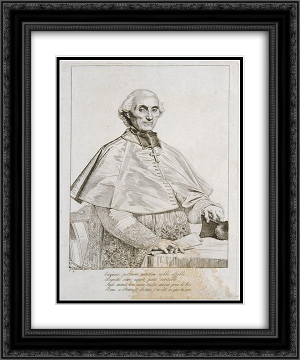 Portrait of Bishop Persigny 20x24 Black Ornate Wood Framed Art Print Poster with Double Matting by Ingres, Jean Auguste Dominique