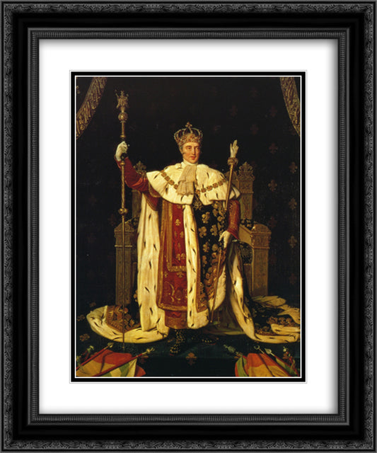 Portrait of Charles X in Coronation Robes 20x24 Black Ornate Wood Framed Art Print Poster with Double Matting by Ingres, Jean Auguste Dominique