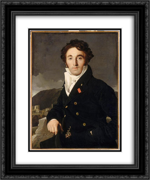 Portrait of Charles-Joseph-Laurent Cordier 20x24 Black Ornate Wood Framed Art Print Poster with Double Matting by Ingres, Jean Auguste Dominique