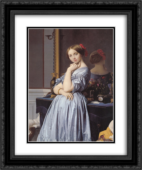 Portrait of Countess D'Haussonville 20x24 Black Ornate Wood Framed Art Print Poster with Double Matting by Ingres, Jean Auguste Dominique