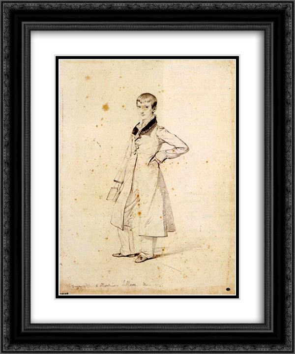 Portrait of Felix Leblanc 20x24 Black Ornate Wood Framed Art Print Poster with Double Matting by Ingres, Jean Auguste Dominique